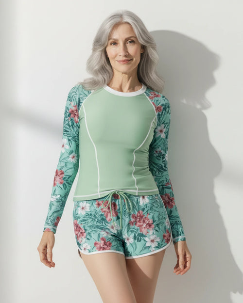 Conjunto de Praia Manga Longa Brilho Solar